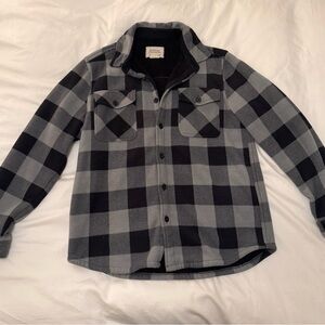 Boston Traders Black and Gray Plaid Shirt Jacket
